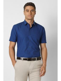 Peter England - Men Navy Blue Cotton Half Sleeves Shirt