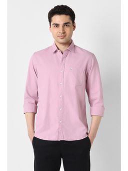 Peter England - Men Pink Cotton Full Sleeves Shirt