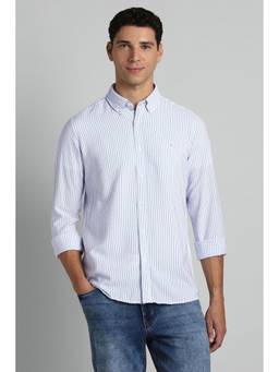 Simon Carter - Men Blue Viscose Blend Full Sleeves Shirt