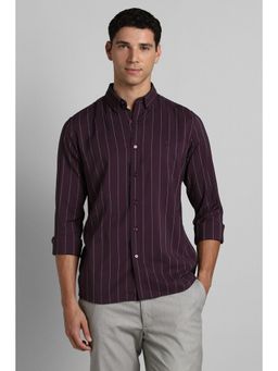 Simon Carter - Men Maroon Viscose Blend Full Sleeves Shirt