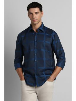Simon Carter - Men Navy Blue Cotton Full Sleeves Shirt