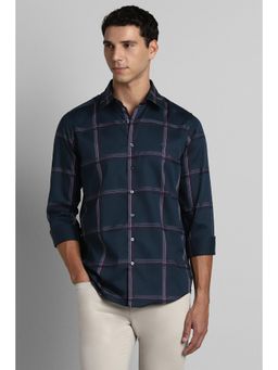Simon Carter - Men Navy Blue Cotton Full Sleeves Shirt