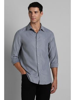 Simon Carter - Men Grey Polyester Blend Full Sleeves Shirt