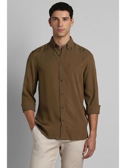 Simon Carter - Men Brown Viscose Blend Full Sleeves Shirt