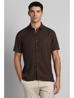 Simon Carter - Men Brown Viscose Blend Half Sleeves Shirt