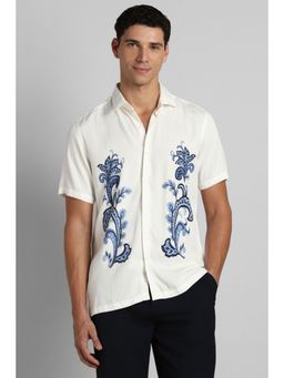 Simon Carter - Men White Viscose Blend Half Sleeves Shirt