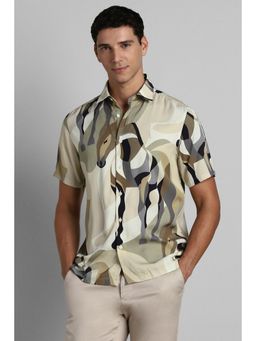 Simon Carter - Men Beige Viscose Blend Half Sleeves Shirt