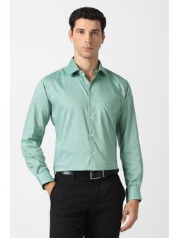 Van Heusen - Men Green Cotton Full Sleeves Shirt