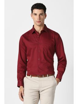Van Heusen - Men Maroon Cotton Full Sleeves Shirt
