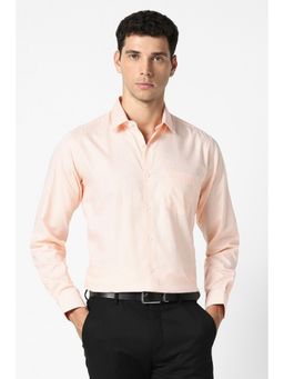 Van Heusen - Men Peach Cotton Full Sleeves Shirt