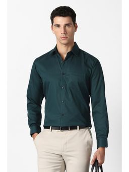 Van Heusen - Men Green Cotton Full Sleeves Shirt