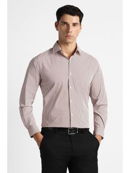Van Heusen - Men Brown Polyester Blend Full Sleeves Shirt