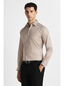 Van Heusen - Men Brown Cotton Blend Full Sleeves Shirt