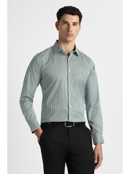 Van Heusen - Men Green Cotton Blend Full Sleeves Shirt