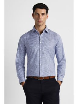 Van Heusen - Men Blue Cotton Blend Full Sleeves Shirt