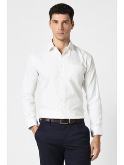 Van Heusen - Men White Cotton Full Sleeves Shirt