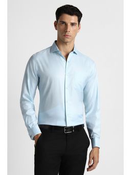 Van Heusen - Men Blue Cotton Blend Full Sleeves Shirt