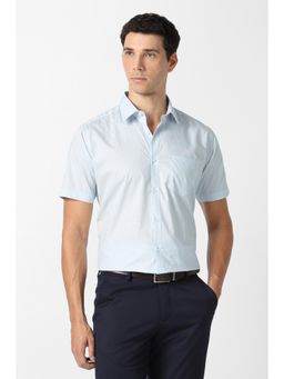 Van Heusen - Men Blue Cotton Half Sleeves Shirt