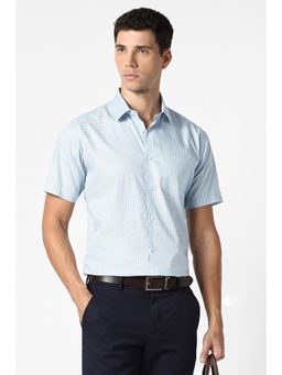 Van Heusen - Men Blue Cotton Half Sleeves Shirt