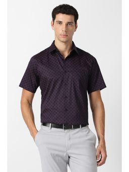 Van Heusen - Men Navy Blue Cotton Half Sleeves Shirt