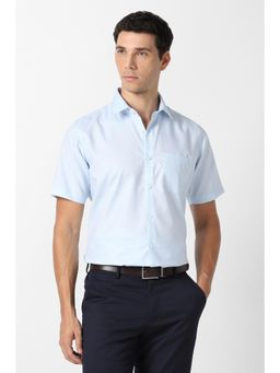Van Heusen - Men Blue Cotton Half Sleeves Shirt
