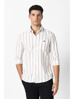 Van Heusen - Men White Cotton Blend Full Sleeves Shirt