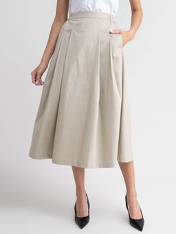 FABLE STREET - Pleated Formal Skirt - Beige
