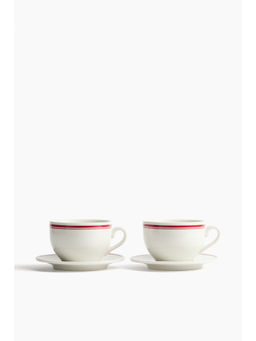 H&M - Red 2-Pack Porcelain Cups and Saucers