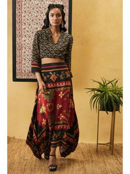 Soup by Sougat Paul - Zahra Printed Crop Shirt With Skirt (Set of 2)