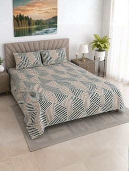 Florida - Polycotton Geometric Print Double Bedsheet with 2 Pillow Cover