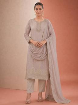 Gahan - Womens Silk Blend Zari Woven Design Straight Kurta with Pant & Dupatta
