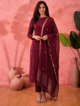 Gahan - Womens Viscose Printed Straight Kurta with Pant & Dupatta