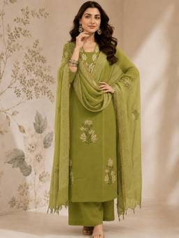 Gahan - Womens Green Rayon Blend Printed Straight Kurta with Palazzo & Dupatta