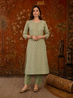 Gahan - Womens Green Rayon Blend Printed Kurta with Pant