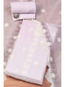 Biba - Lavender Cotton Blend Embroidered Unstitched Suit (Set of 3)