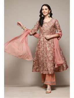 Biba - Doby Peach Printed Kurta (Set of 3)