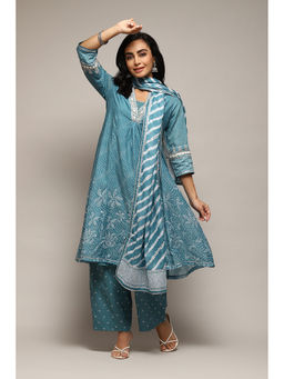 Biba - Doby Blue Printed Kurta (Set of 4)