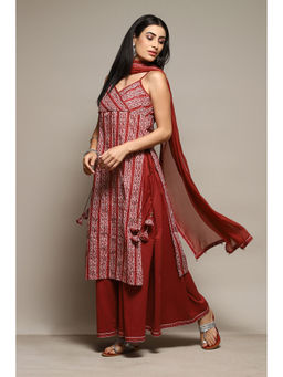 Biba - Cotton Red Printed Kurta (Set of 3)