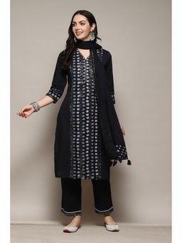 Biba - Doby Black Printed Kurta (Set of 3)