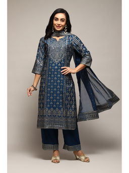 Biba - Doby Teal Printed Kurta (Set of 3)