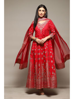Biba - Doby Red Printed Kurta (Set of 3)