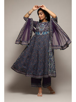 Biba - Cotton Indigo Printed Kurta (Set of 3)