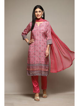 Biba - Viscose Pink Printed Kurta (Set of 3)