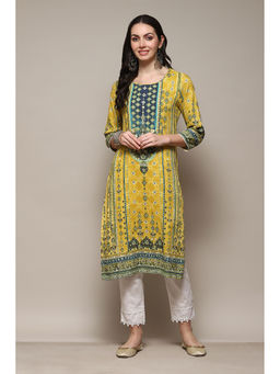Biba - Doby Lime Printed Kurta