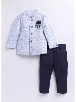 Little Collars - Blue Coat with Broach and Pant (Set of 3)