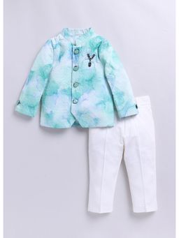 Little Collars - Green Coat with Broach and Pant (Set of 3)