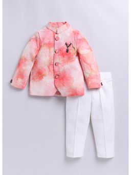 Little Collars - Peach Coat with Broach and Pant (Set of 3)