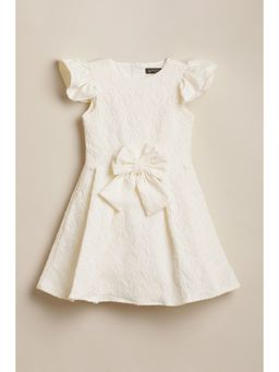 Allen Solly - Girls Beige Textured Knee Length Party Dress