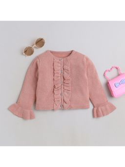 Yellow Apple - Stylish Winter Wear Cardigan For Girls -Peach