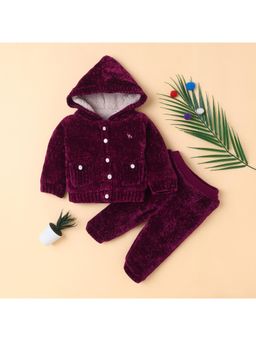 Yellow Apple - Stylish Winter Wear Hoodie and Joggers -Wine